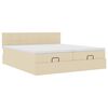 vidaXL Ottoman bed met matrassen en LED's 160x200cm stof crèmekleurig