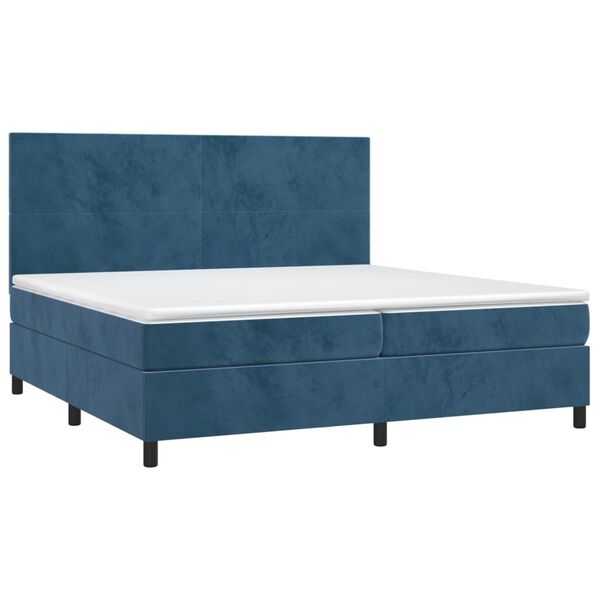 vidaXL Boxspring met matras en LED fluweel donkerblauw 200x200 cm