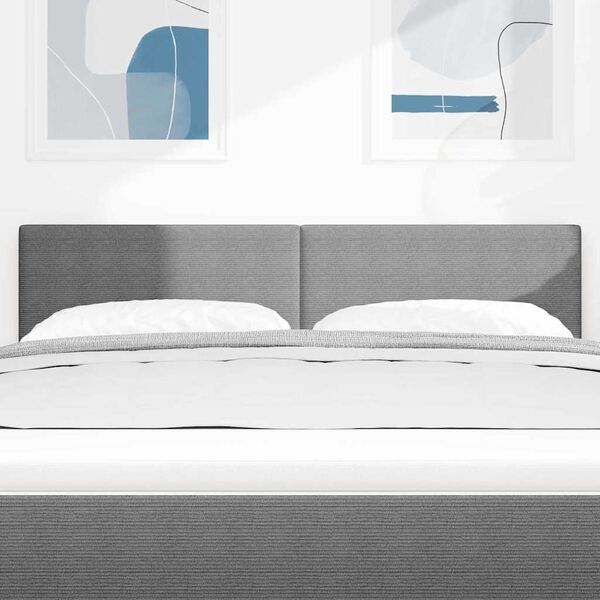 vidaXL LED Hoofdbord met LED-striplichten Lichtgrijs 144 cm Polyester