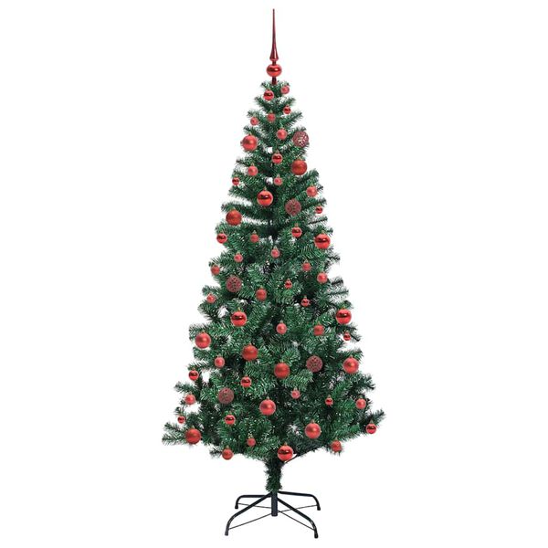 vidaXL Kunstmatig Voorverlicht Kerstboom Groen 180 cm PVC en Metaal