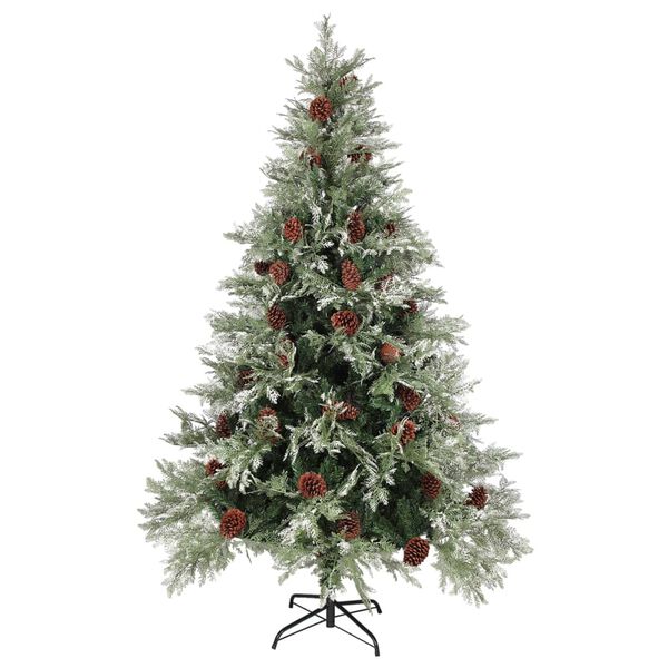 vidaXL Kerstboom met dennenappels 120 cm PVC en PE groen en wit