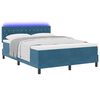 vidaXL LED Box Spring Bed met matras Donkerblauw 140 x 190 cm Fluweel