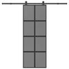 vidaXL Schuifdeur met beslag 76x205 cm gehard glas en aluminium