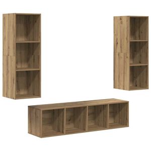 vidaXL Tv-meubelset Wandgemonteerd 3 pcs Artisan Eiken Bewerkt hout