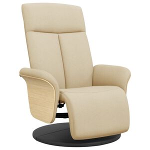 vidaXL Fauteuil verstelbaar met voetensteun stof cr&egrave;mekleurig