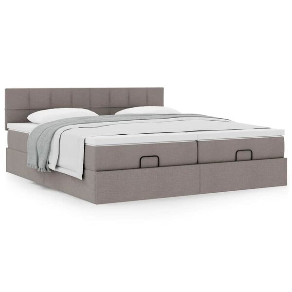 vidaXL Ottoman bed met matrassen 180x200cm stof taupe