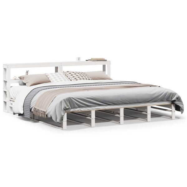 vidaXL Bedframe zonder matras massief grenenhout wit 180x200 cm