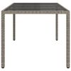 vidaXL Tuintafel 190x90x75 cm gehard glas en poly rattan grijs
