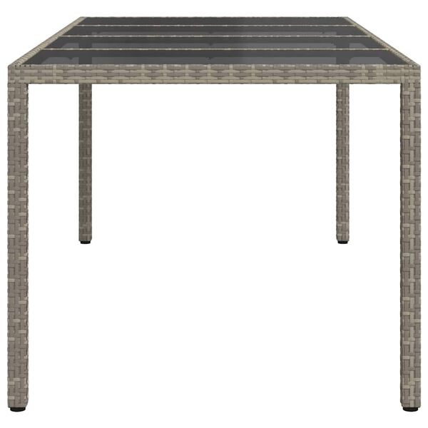 vidaXL Tuintafel 190x90x75 cm gehard glas en poly rattan grijs