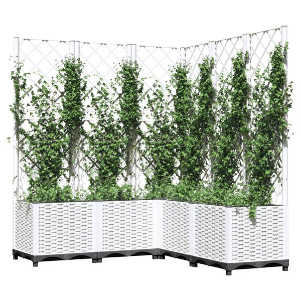 vidaXL Plantenbak met latwerk 120x120x136 cm polypropeen wit