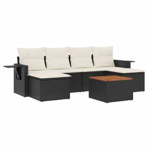 vidaXL 7-delige Loungeset met kussens poly rattan zwart