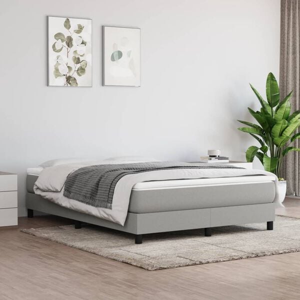 vidaXL Boxspring met matras stof lichtgrijs 140x190 cm