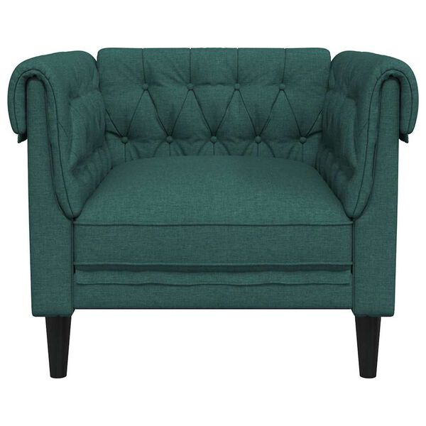vidaXL Fauteuil Chesterfield-stijl stof donkergroen