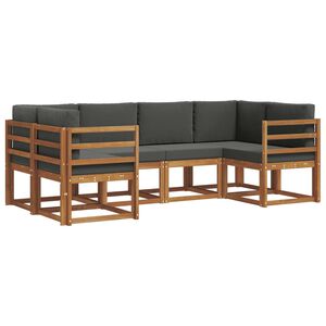 vidaXL Buiten bankenset met kussen 6 pcs Natuurlijk en Antraciet