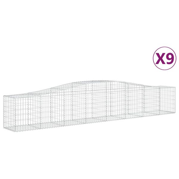 vidaXL Schanskorven 9 st gewelfd 400x50x60/80 cm gegalvaniseerd ijzer