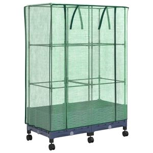 vidaXL Tuinplantenbak met Kasbedekking en Wielen 2 st Blauw Grijs PP