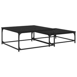 vidaXL Salontafel 2 st Zwart Eiken 80 x 80 x 35 cm Bewerkt hout