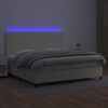 vidaXL Boxspring met matras en LED kunstleer cr&egrave;mekleurig 200x200 cm