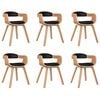 vidaXL Eetkamerstoelen 6 st gebogen hout en kunstleer zwart