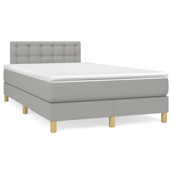 vidaXL Boxspring met matras stof lichtgrijs 120x190 cm
