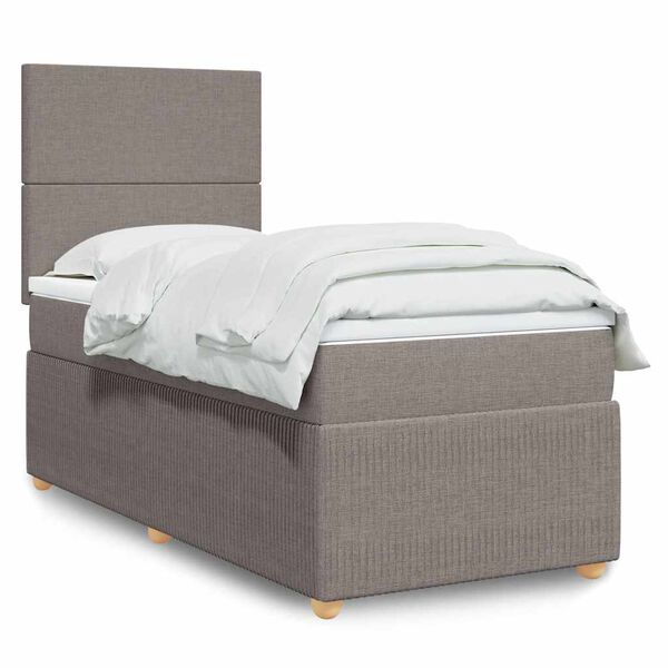 vidaXL Boxspring met matras stof taupe 100x200 cm