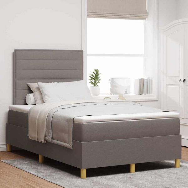 vidaXL LED Box Spring Bed met matras Taupe 120 x 190 cm Stof