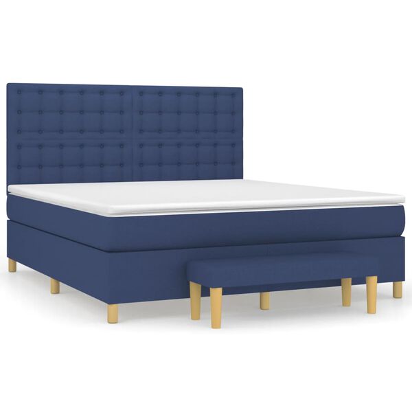 vidaXL Boxspring met matras stof blauw 180x200 cm