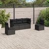 vidaXL 5-delige Loungeset met kussens poly rattan zwart