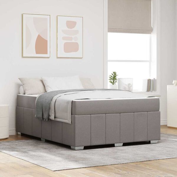 vidaXL Bedframe met matras Taupe 140 x 200 cm Stof