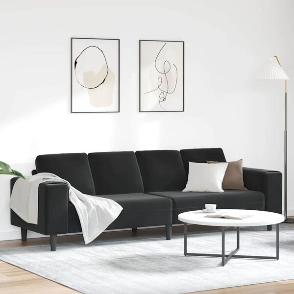 vidaXL Woonkamer Bank Zwart 250 x 77 x 76 cm