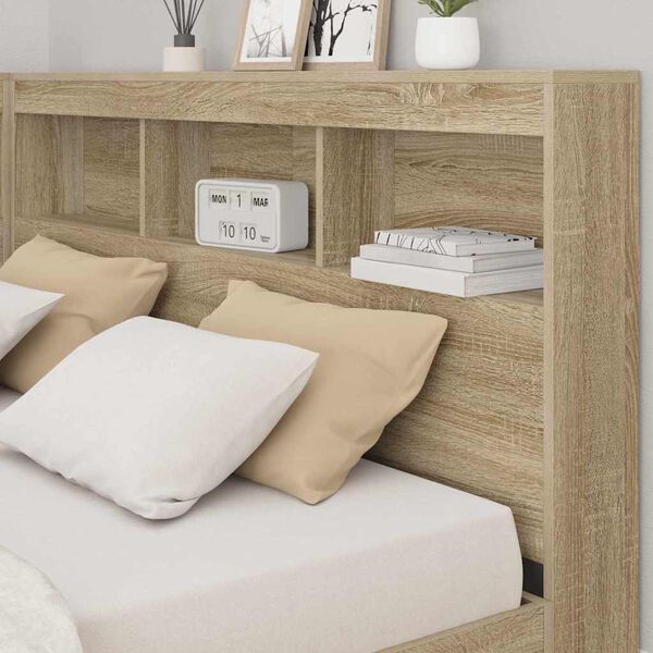 vidaXL Boekenkast Bed Sonoma eiken 160 x 200 cm Bewerkt hout