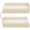 vidaXL Hoekbedframe met matras met hoofdeinde Crème 80 x 200 cm Stof