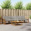 vidaXL Buiten bankenset met kussen 5 pcs Natuurlijk en Lichtgrijs