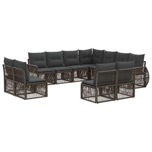 vidaXL Tuinbankenset 11 st Grijs en Donkergrijs poly rattan