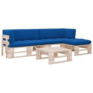 vidaXL 4-delige Loungeset pallet met kussens ge&iuml;mpregneerd grenenhout