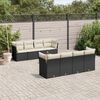 vidaXL 9-delige Loungeset met kussens poly rattan zwart