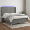 vidaXL Boxspring met matras en LED stof donkergrijs 140x200 cm