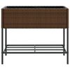 vidaXL Plantenbak met schap poly rattan bruin