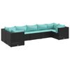 vidaXL 7-delige Loungeset met kussens poly rattan zwart