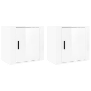 vidaXL Nachtkastjes 2 st wandgemonteerd 50x30x47 cm hoogglans wit
