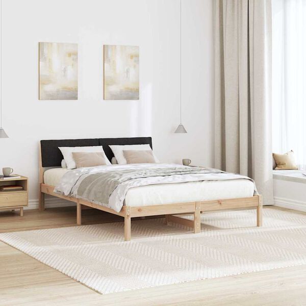 vidaXL Bedframe Bruin en zwart 135 x 190 cm Massief grenenhout