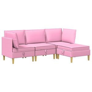 vidaXL Modulaire Sofa Set met Opslag 4 st Roze Stof