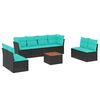 vidaXL 9-delige Loungeset met kussens poly rattan zwart