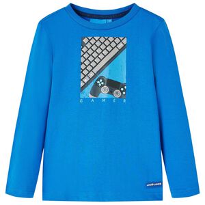 Kindershirt met lange mouwen 128 kobaltblauw