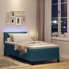 vidaXL LED Box Spring Bed met matras Donkerblauw 90 x 200 cm Fluweel