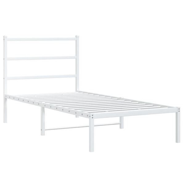 vidaXL Bedframe met hoofdbord metaal wit 90x190 cm