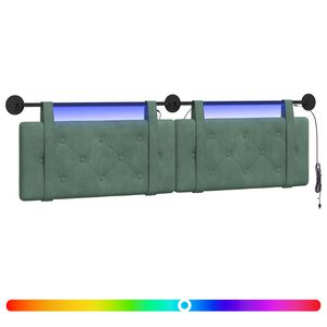 vidaXL Hangend hoofdbord Met LED-verlichting Zeegroen Fluweel