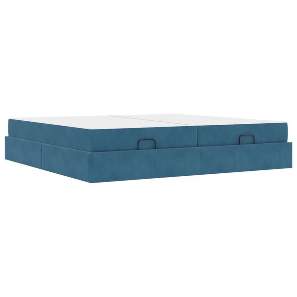 vidaXL Bedframe met matras met matras 2 pcs Blauw Fluweel
