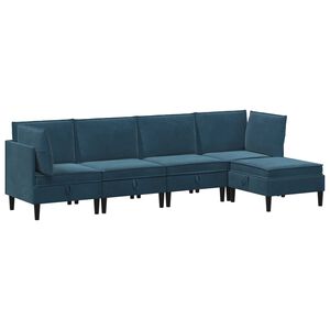 vidaXL Woonkamer Meubelset 5 st Blauw Fluweel