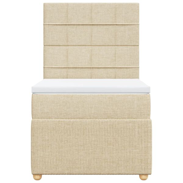 vidaXL Boxspring met matras stof cr&egrave;mekleurig 90x200 cm